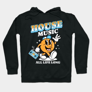 HOUSE MUSIC  - Retro Mascot All Life Long (white/orange/blue) Hoodie